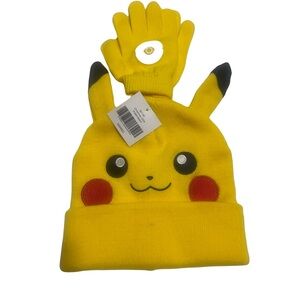 Pokemon Pikachu Yellow Hat and Gloves Set